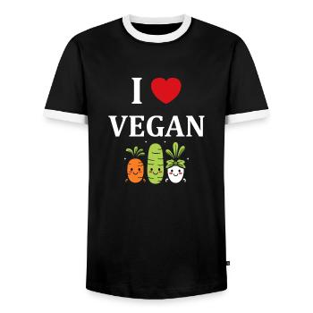 Humour petit légumes vegan - T-shirt contrasté Homme - noir/blanc - Devant - AI Model Female 172 light (172cm) & AI Model Male 178 light (178cm)