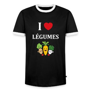 Humour petit légumes vegan - T-shirt contrasté Homme - noir/blanc - Devant - AI Model Female 172 light (172cm) & AI Model Male 178 light (178cm)