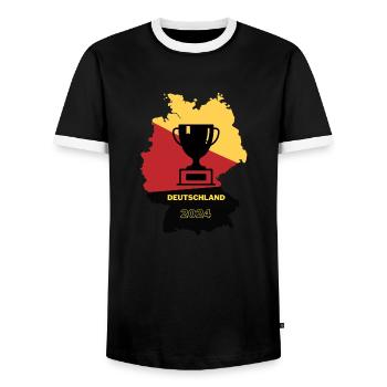 Germany EU 2024 Europameisterschaft - Männer Kontrast-T-Shirt - Schwarz/Weiß - Vorne - AI Model Female 172 light (172cm) & AI Model Male 178 light (178cm)