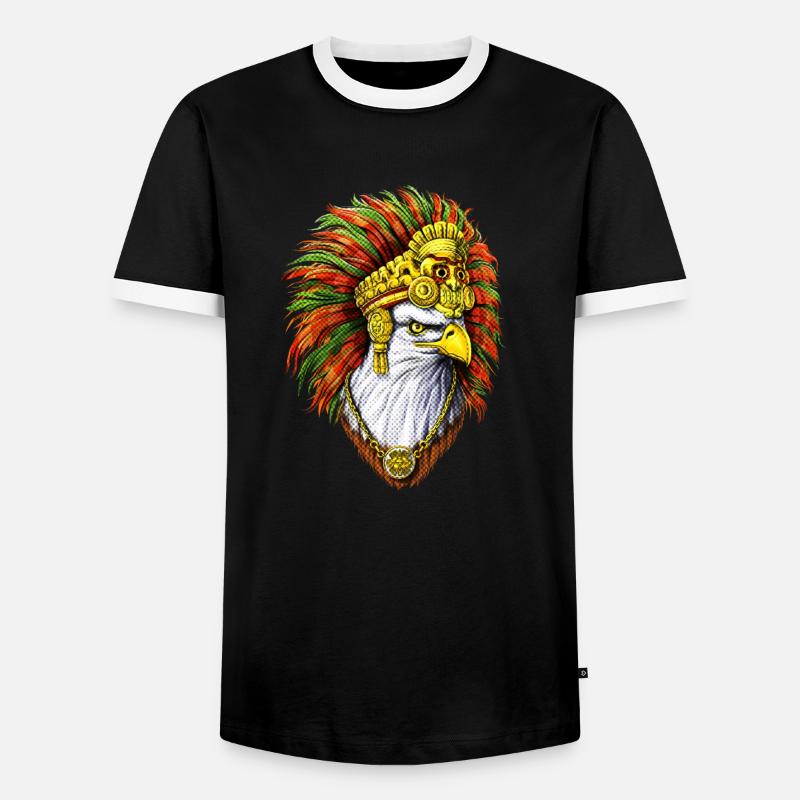 Aztec Eagle - Men's Ringer Shirt - black/white