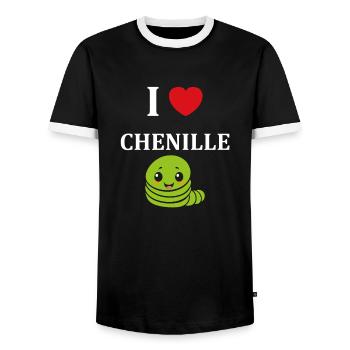 Chenilles insecte Amour petite chenille - T-shirt contrasté Homme - noir/blanc - Devant - AI Model Female 172 light (172cm) & AI Model Male 178 light (178cm)