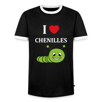 Chenilles insecte Amour petite chenille - T-shirt contrasté Homme - noir/blanc - Devant - AI Model Female 172 light (172cm) & AI Model Male 178 light (178cm)