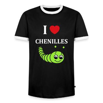 Chenilles insecte Amour petite chenille - T-shirt contrasté Homme - noir/blanc - Devant - AI Model Female 172 light (172cm) & AI Model Male 178 light (178cm)