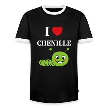 Chenilles insecte Amour petite chenille - T-shirt contrasté Homme - noir/blanc - Devant - AI Model Female 172 light (172cm) & AI Model Male 178 light (178cm)