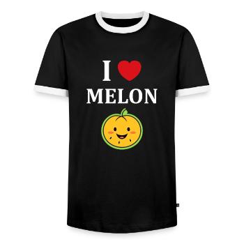 Fruit Humour petit Melon - T-shirt contrasté Homme - noir/blanc - Devant - AI Model Female 172 light (172cm) & AI Model Male 178 light (178cm)