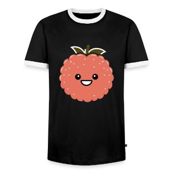Fruit Humour little lychee - Men's Ringer Shirt - black/white - Front - AI Model Female 172 light (172cm) & AI Model Male 178 light (178cm)