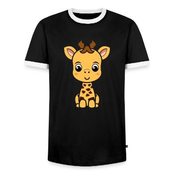 Humour petit bébé girafe - T-shirt contrasté Homme - noir/blanc - Devant - AI Model Female 172 light (172cm) & AI Model Male 178 light (178cm)