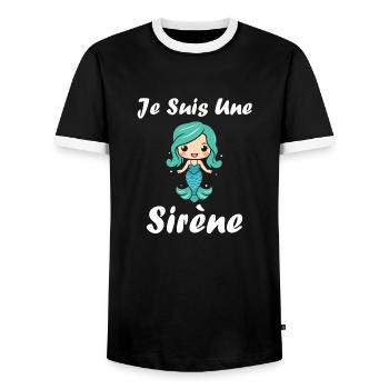 Enfant sirène - T-shirt contrasté Homme - noir/blanc - Devant - AI Model Female 172 light (172cm) & AI Model Male 178 light (178cm)