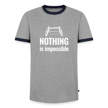 Rien n’est impossible Parasport Handicap - T-shirt contrasté Homme - gris/marine  - Devant - AI Model Female 172 light (172cm) & AI Model Male 178 light (178cm)