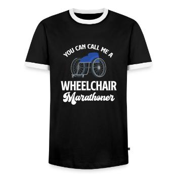 Vous pouvez m’appeler un marathonien en fauteuil roulant avec - T-shirt contrasté Homme - noir/blanc - Devant - AI Model Female 172 light (172cm) & AI Model Male 178 light (178cm)