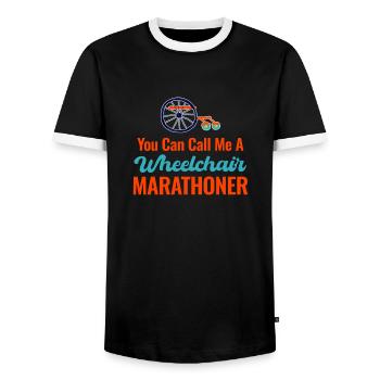 Vous pouvez m’appeler un marathonien en fauteuil roulant avec - T-shirt contrasté Homme - noir/blanc - Devant - AI Model Female 172 light (172cm) & AI Model Male 178 light (178cm)