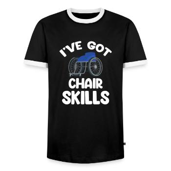 J’ai des compétences de chaise drôle paralympique - T-shirt contrasté Homme - noir/blanc - Devant - AI Model Female 172 light (172cm) & AI Model Male 178 light (178cm)