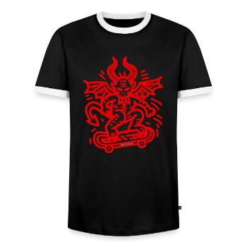 Rouge Diable - T-shirt contrasté Homme - noir/blanc - Devant - AI Model Female 172 light (172cm) & AI Model Male 178 light (178cm)