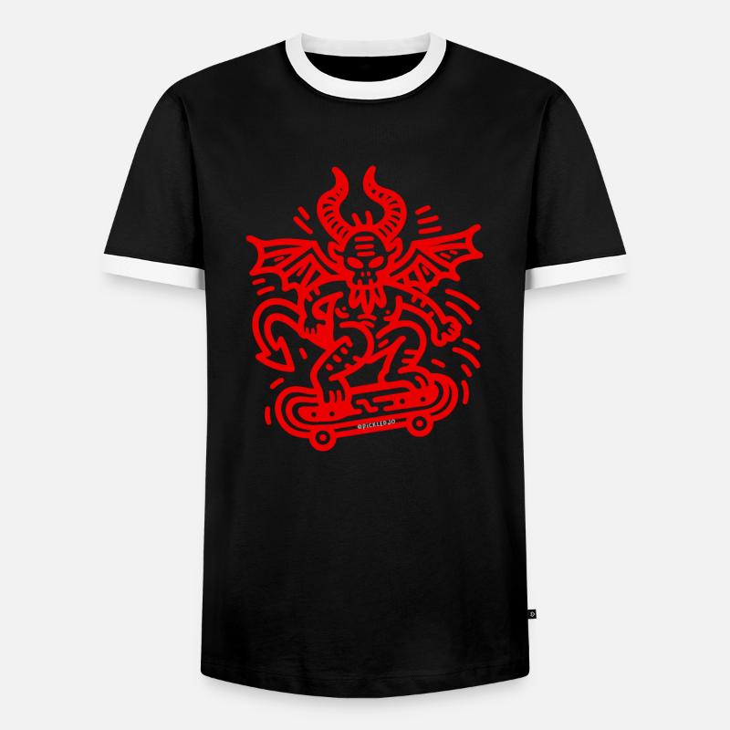 Devil Red - Men's Ringer Shirt - black/white