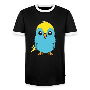 Niedlicher kleiner Wellensittich - Männer Kontrast-T-Shirt - Schwarz/Weiß - Vorne - AI Model Female 172 light (172cm) & AI Model Male 178 light (178cm)