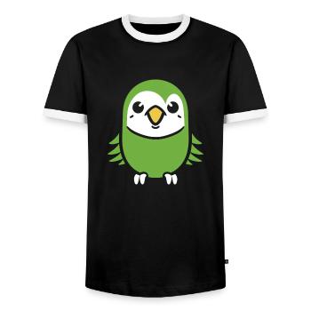 Niedlicher kleiner Wellensittich - Männer Kontrast-T-Shirt - Schwarz/Weiß - Vorne - AI Model Female 172 light (172cm) & AI Model Male 178 light (178cm)