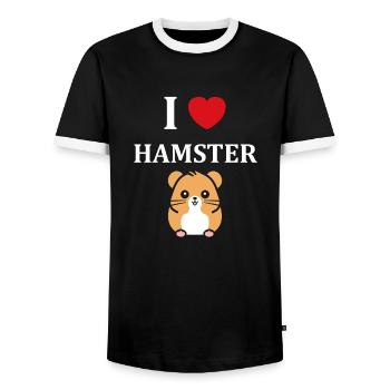 Mignon Humour petit hamster - T-shirt contrasté Homme - noir/blanc - Devant - AI Model Female 172 light (172cm) & AI Model Male 178 light (178cm)