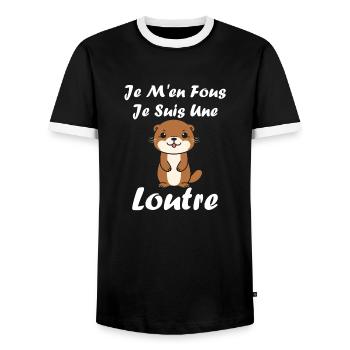 Humour petite loutre - T-shirt contrasté Homme - noir/blanc - Devant - AI Model Female 172 light (172cm) & AI Model Male 178 light (178cm)