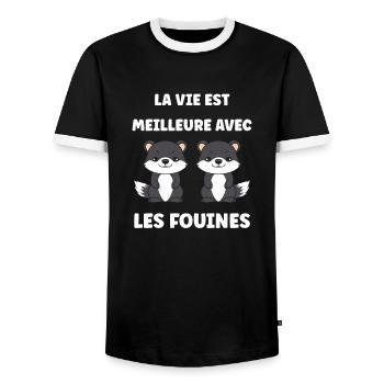 Humour petite fouine - T-shirt contrasté Homme - noir/blanc - Devant - AI Model Female 172 light (172cm) & AI Model Male 178 light (178cm)