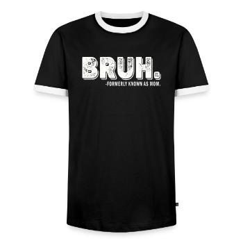 Bruh, früher bekannt als Mama - Männer Kontrast-T-Shirt - Schwarz/Weiß - Vorne - AI Model Female 172 light (172cm) & AI Model Male 178 light (178cm)