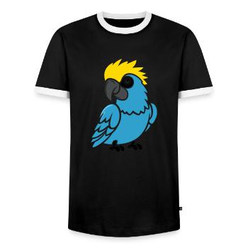 Humor kleiner Papagei - Männer Kontrast-T-Shirt - Schwarz/Weiß - Vorne - AI Model Female 172 light (172cm) & AI Model Male 178 light (178cm)
