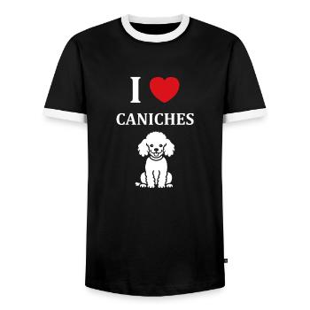 Humour chien petit caniche - T-shirt contrasté Homme - noir/blanc - Devant - AI Model Female 172 light (172cm) & AI Model Male 178 light (178cm)