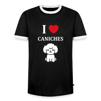 Humour chien petit caniche - T-shirt contrasté Homme - noir/blanc - Devant - AI Model Female 172 light (172cm) & AI Model Male 178 light (178cm)
