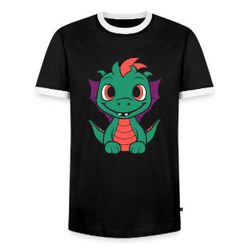 Baby Dragon - Men's Ringer Shirt - black/white - Front - AI Model Female 172 light (172cm) & AI Model Male 178 light (178cm)