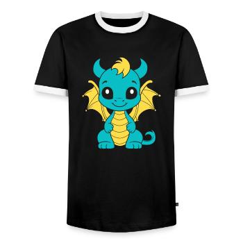 Baby Dragon - Men's Ringer Shirt - black/white - Front - AI Model Female 172 light (172cm) & AI Model Male 178 light (178cm)