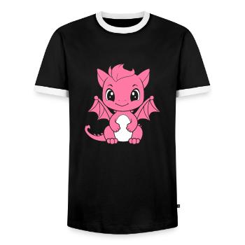 Baby Dragon - Men's Ringer Shirt - black/white - Front - AI Model Female 172 light (172cm) & AI Model Male 178 light (178cm)