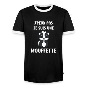 Humour Mouffette - T-shirt contrasté Homme - noir/blanc - Devant - AI Model Female 172 light (172cm) & AI Model Male 178 light (178cm)