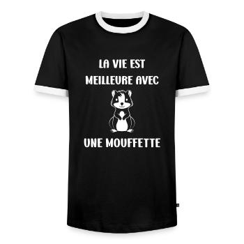 Humour Mouffette - T-shirt contrasté Homme - noir/blanc - Devant - AI Model Female 172 light (172cm) & AI Model Male 178 light (178cm)