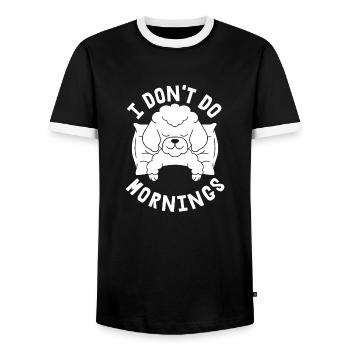Poodle Funny I Don't Do Mornings - Men's Ringer Shirt - black/white - Front - AI Model Female 172 light (172cm) & AI Model Male 178 light (178cm)