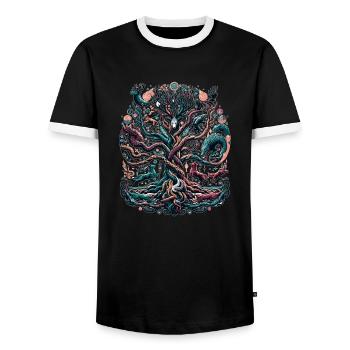 Arbre de vie celtique : Symphonie de la nature - T-shirt contrasté Homme - noir/blanc - Devant - AI Model Female 172 light (172cm) & AI Model Male 178 light (178cm)