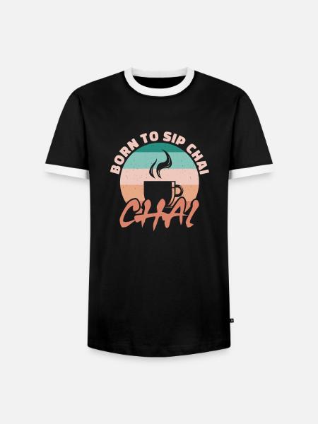 Born to sip chai - Men's Ringer Shirt - black/white