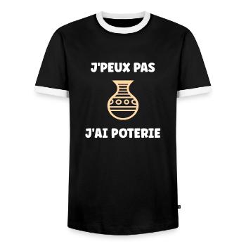 Poterie - T-shirt contrasté Homme - noir/blanc - Devant - AI Model Female 172 light (172cm) & AI Model Male 178 light (178cm)