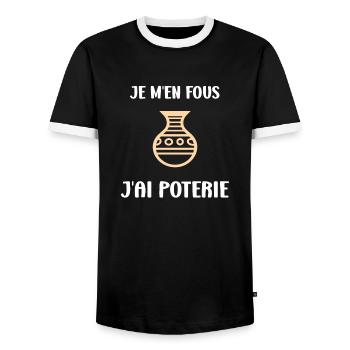 Poterie - T-shirt contrasté Homme - noir/blanc - Devant - AI Model Female 172 light (172cm) & AI Model Male 178 light (178cm)