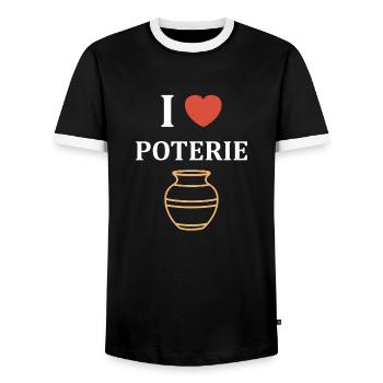 Poterie - T-shirt contrasté Homme - noir/blanc - Devant - AI Model Female 172 light (172cm) & AI Model Male 178 light (178cm)