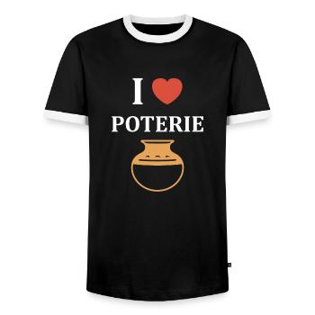 Poterie - T-shirt contrasté Homme - noir/blanc - Devant - AI Model Female 172 light (172cm) & AI Model Male 178 light (178cm)