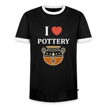 Poterie - T-shirt contrasté Homme - noir/blanc - Devant - AI Model Female 172 light (172cm) & AI Model Male 178 light (178cm)