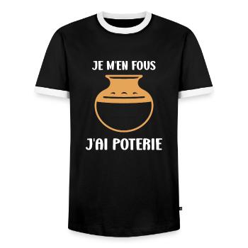Poterie - T-shirt contrasté Homme - noir/blanc - Devant - AI Model Female 172 light (172cm) & AI Model Male 178 light (178cm)