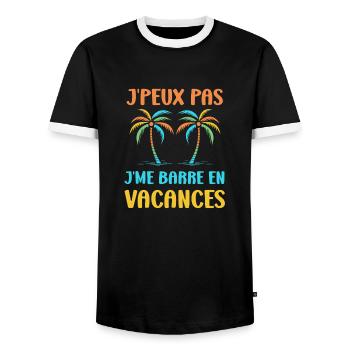 je suis en vacances - T-shirt contrasté Homme - noir/blanc - Devant - AI Model Female 172 light (172cm) & AI Model Male 178 light (178cm)