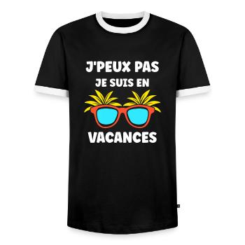 Je suis en vacances - T-shirt contrasté Homme - noir/blanc - Devant - AI Model Female 172 light (172cm) & AI Model Male 178 light (178cm)