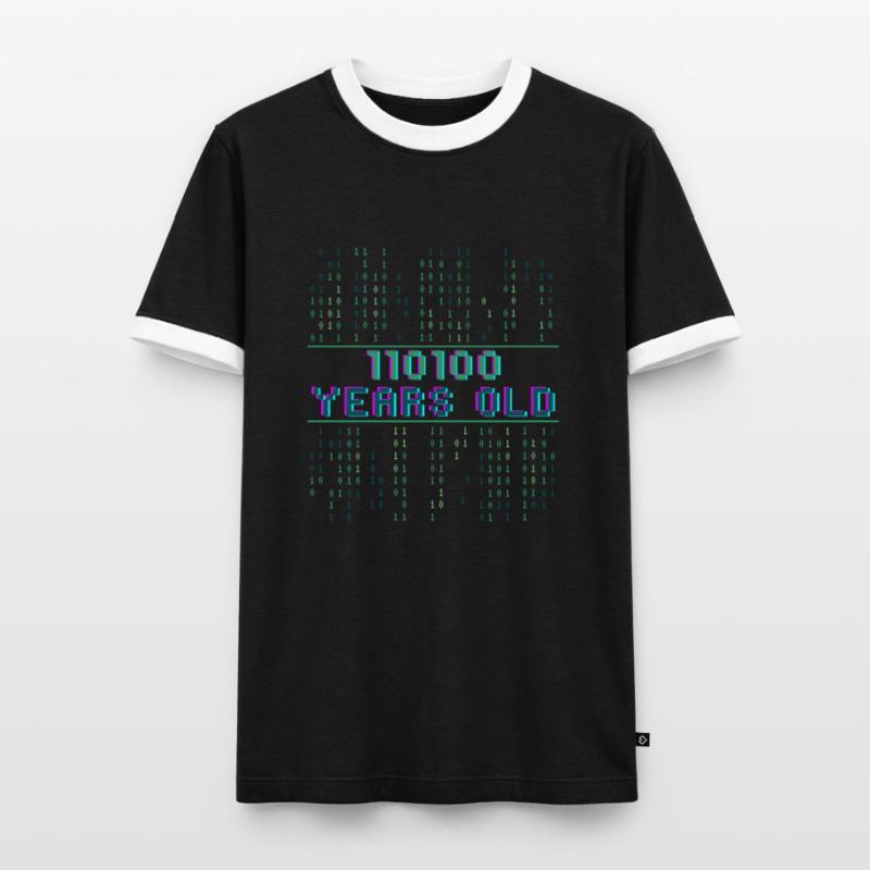 52nd Birthday 52 years old Binary Code Computer Science Men's Ringer Shirt