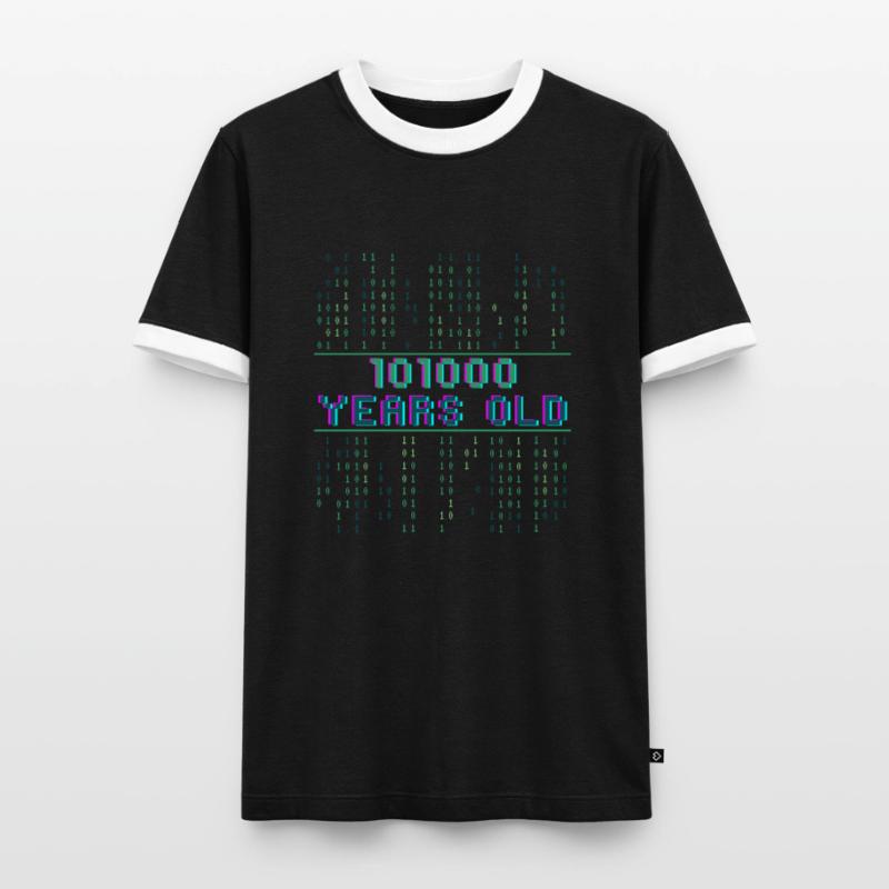 40th Birthday 40 Years Old Binary Code Computer Science Men's Ringer Shirt