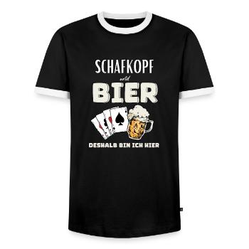 Sheep's head and beer - Men's Ringer Shirt - black/white - Front - AI Model Female 172 light (172cm) & AI Model Male 178 light (178cm)