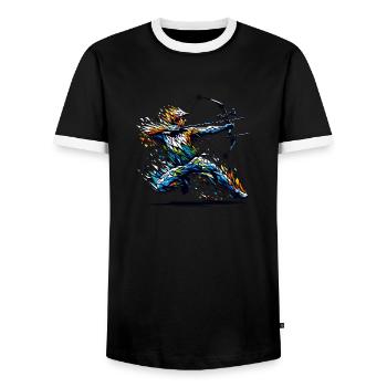 Polygon Art Archer Archery Bow And Arrow Archers - Men's Ringer Shirt - black/white - Front - AI Model Female 172 light (172cm) & AI Model Male 178 light (178cm)