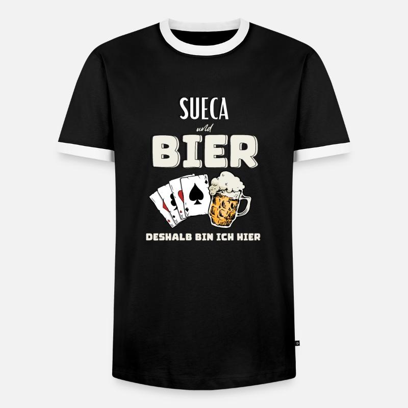 Sueca und Bier - Männer Kontrast-T-Shirt - Schwarz/Weiß