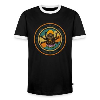 Faultier Lotus Posa Namaste Buddha Meditation - Männer Kontrast-T-Shirt - Schwarz/Weiß - Vorne - AI Model Female 172 light (172cm) & AI Model Male 178 light (178cm)