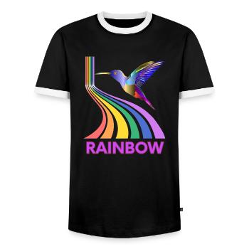 Rainbow - Men's Ringer Shirt - black/white - Front - AI Model Female 172 light (172cm) & AI Model Male 178 light (178cm)